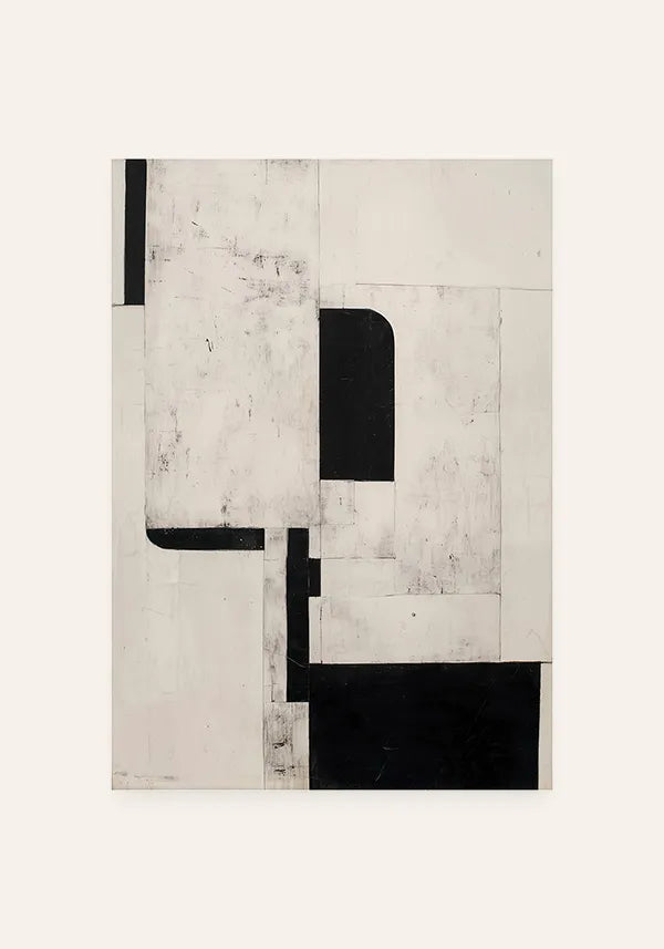Quadro Abstrato Minimalista em Preto e Off White II
