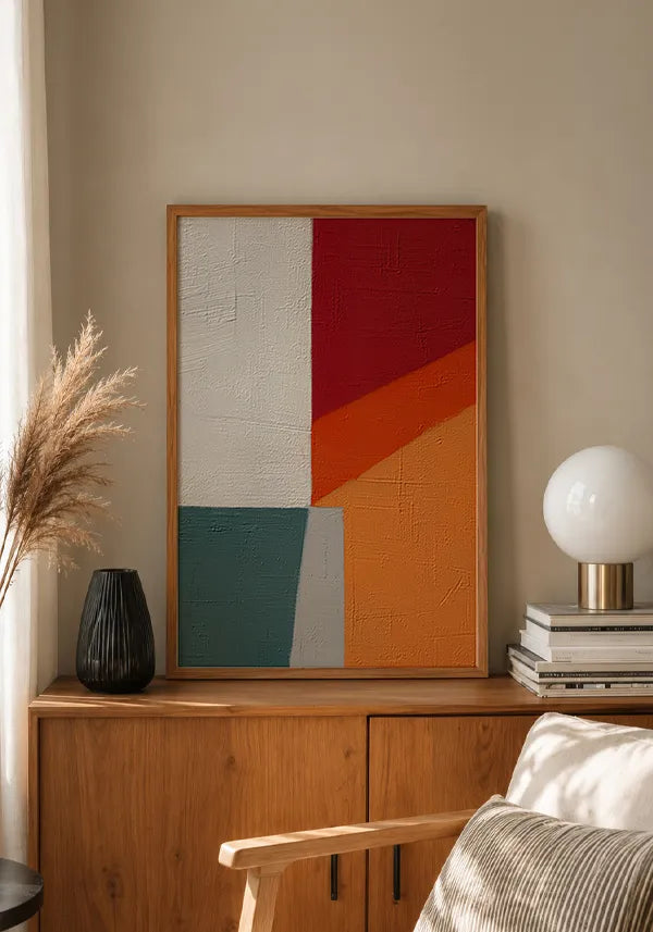 Quadro Abstrato Colorido em Blocos Quentes I