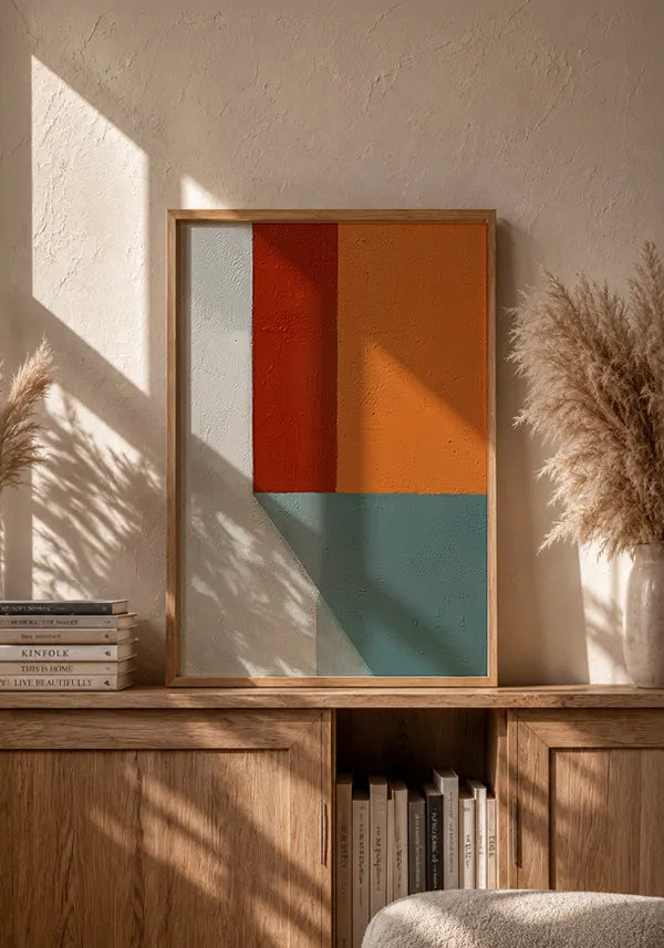 Quadro Abstrato Colorido em Blocos Quentes II