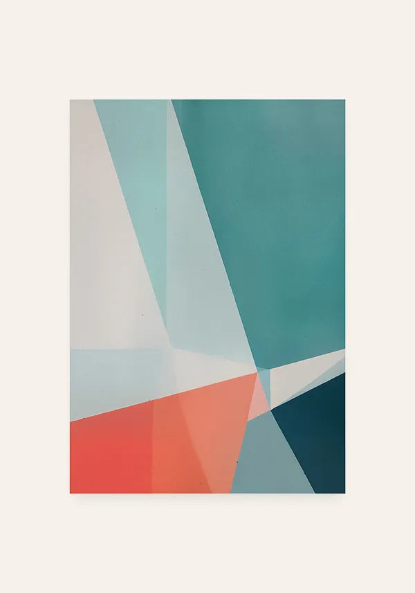 Quadro Abstrato Azul Turquesa e Coral II