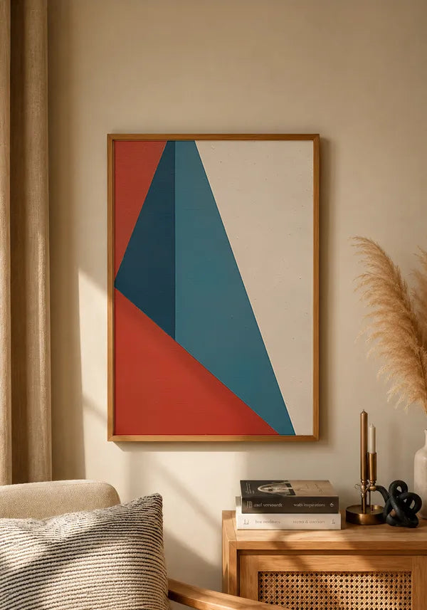 Quadro Geométrico Abstrato Vermelho e Azul II