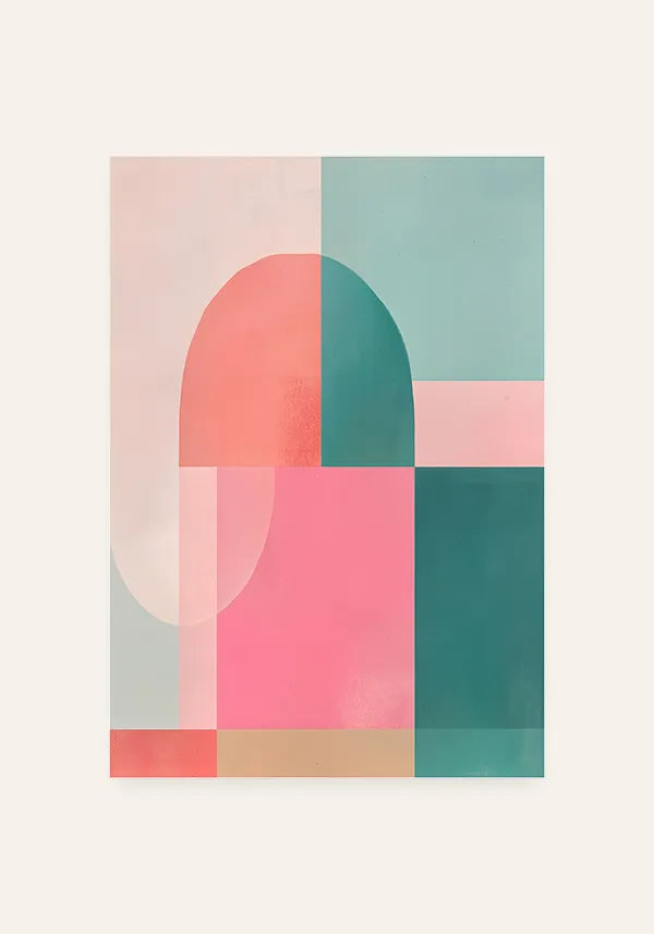 Quadro Abstrato Rosa e Verde I
