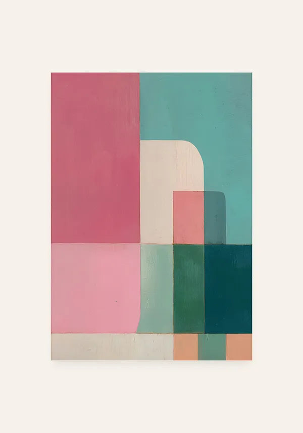 Quadro Abstrato Rosa e Verde II