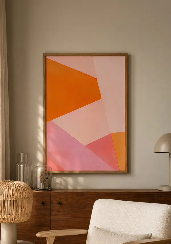 Quadro Abstrato Laranja e Rosa II