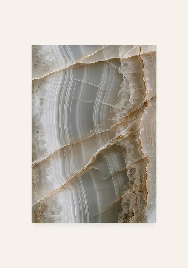 Quadro Abstrato Mármore Ônix em Cinza e Off-White II