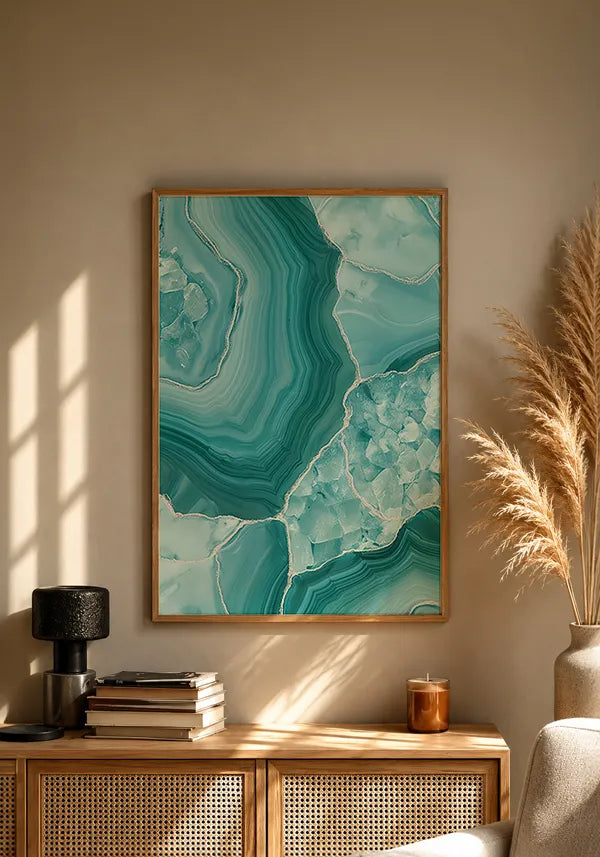 Quadro Abstrato Mármore em Tons de Verde Água I