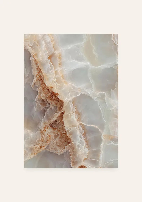 Quadro Abstrato Mármore Ônix em Bege e Caramelo I