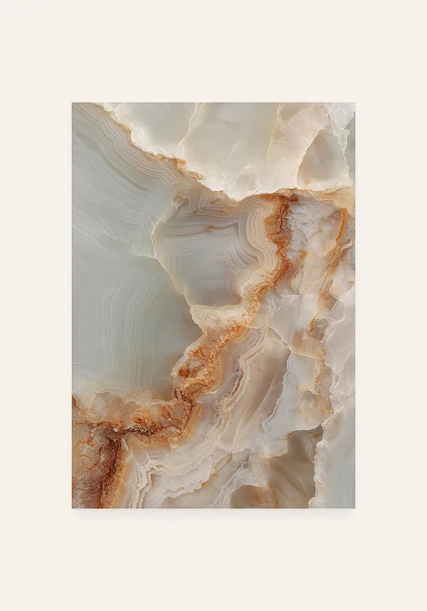 Quadro Abstrato Mármore Ônix em Bege e Caramelo II