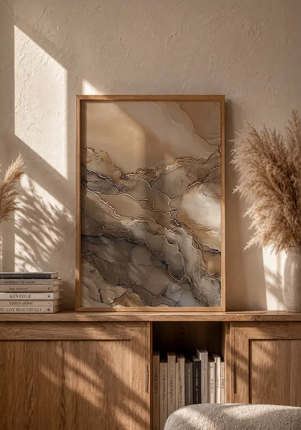 Quadro Abstrato Mármore Ônix em Tons Terrosos I