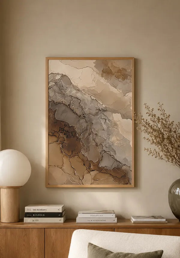 Quadro Abstrato Mármore Ônix em Tons Terrosos II