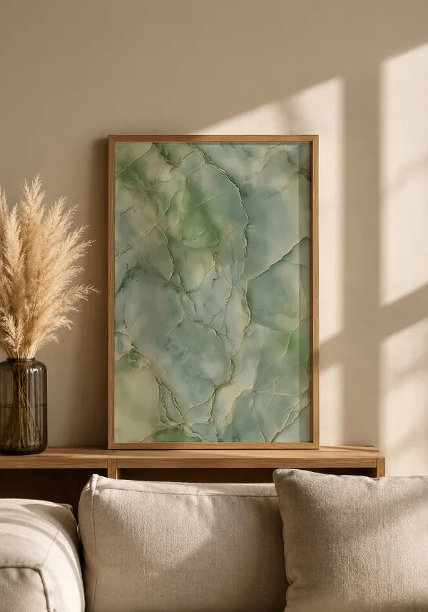Quadro Abstrato Mármore em Tons de Verde I