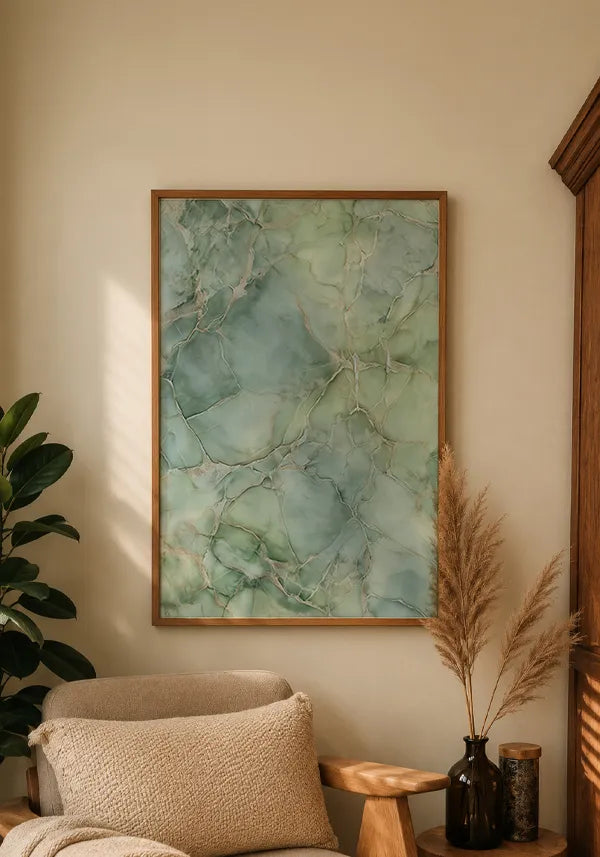 Quadro Abstrato Mármore em Tons de Verde II