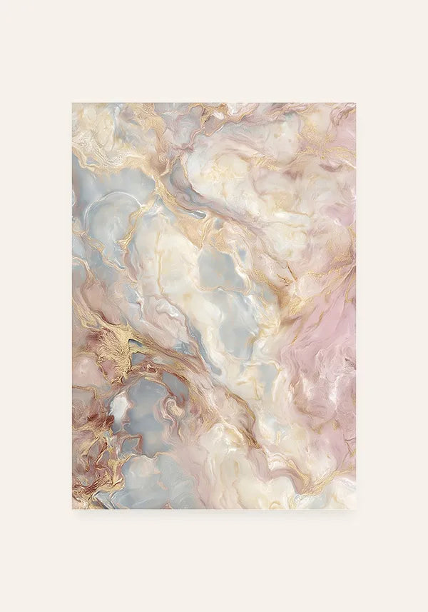 Quadro Abstrato em Rosé com Efeito Textura Marmorizada I