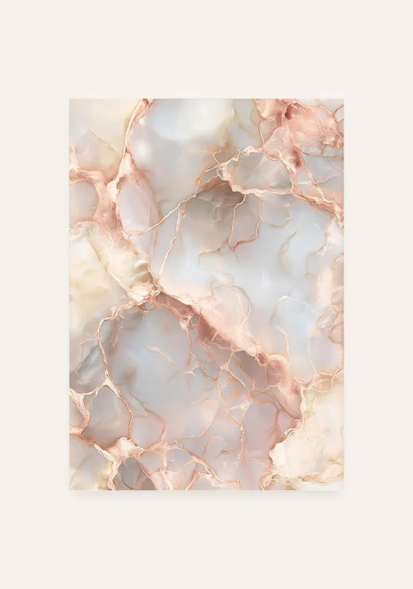 Quadro Abstrato em Rosé com Efeito Textura Marmorizada II
