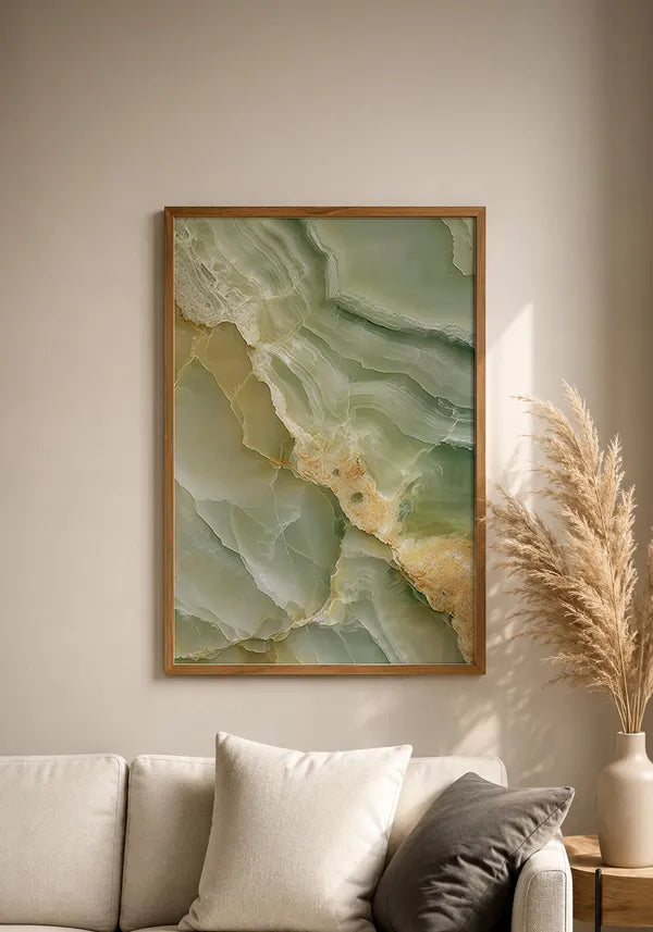 Quadro Abstrato em Verde com Efeito Textura Marmorizada I