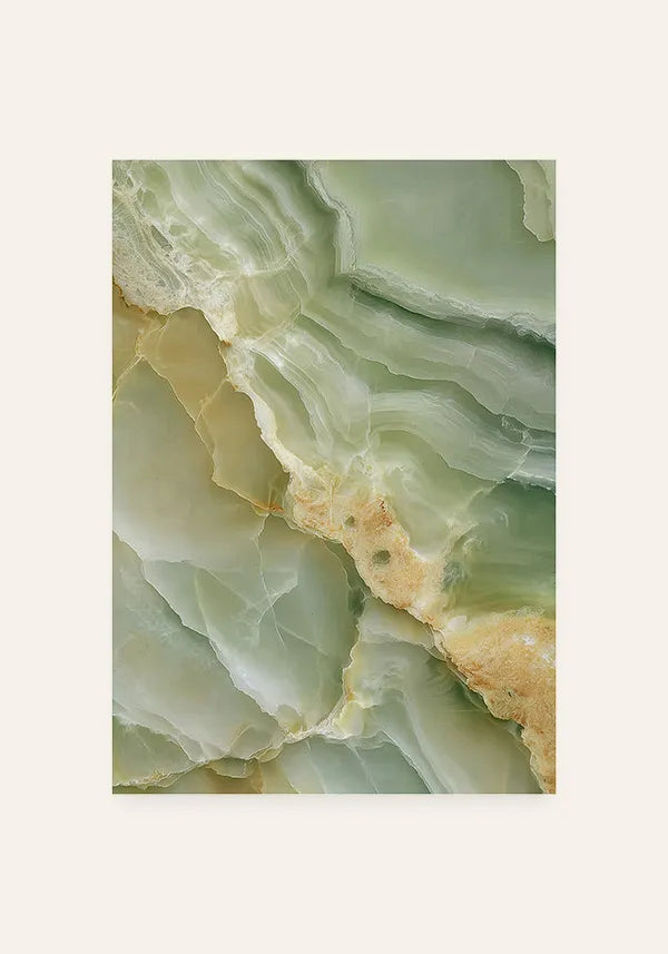 Quadro Abstrato em Verde com Efeito Textura Marmorizada I