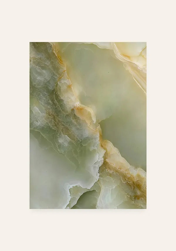 Quadro Abstrato em Verde com Efeito Textura Marmorizada II