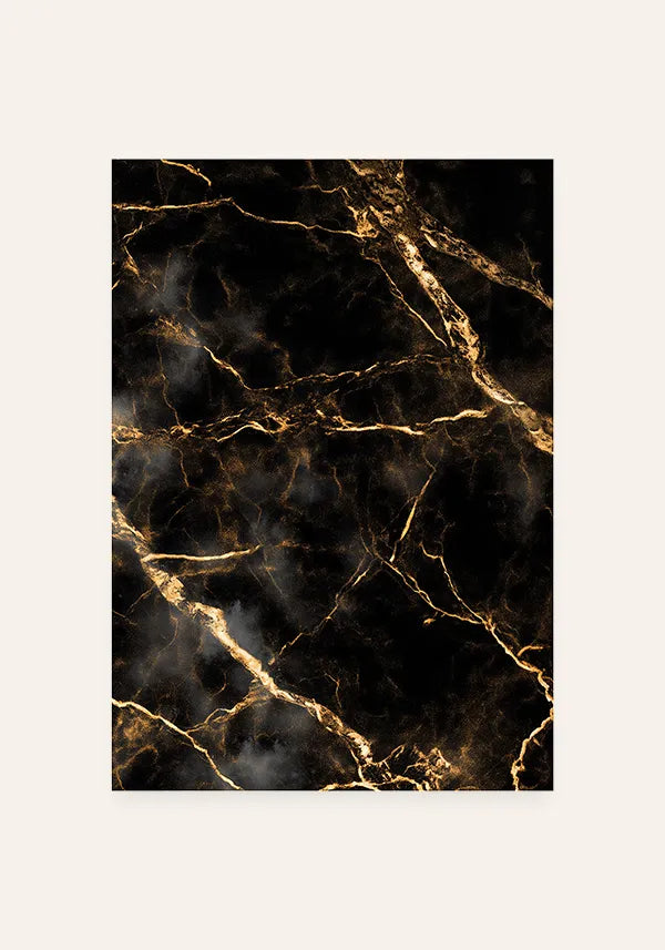 Quadro Abstrato Mármore em Preto e Dourado I