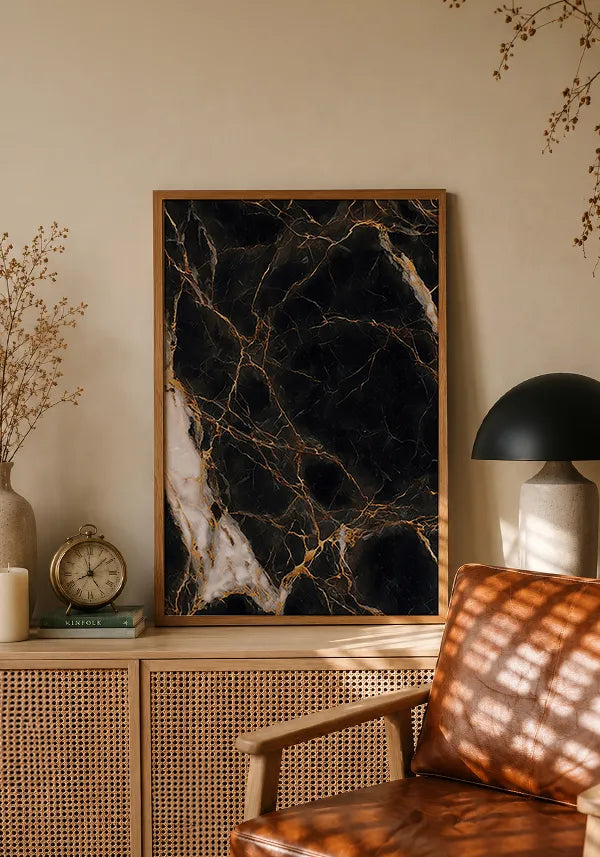 Quadro Preto com Dourado Marmorizado II