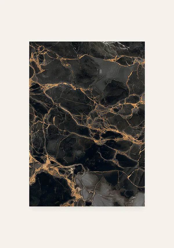 Quadro Abstrato Mármore Preto e Dourado I