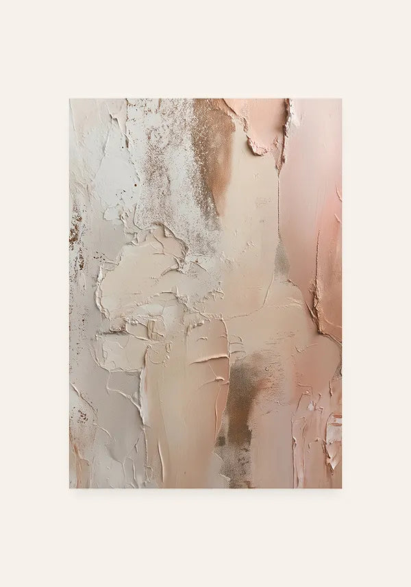 Quadro Abstrato Efeito Textura de Gesso em Rosé e Off-White I