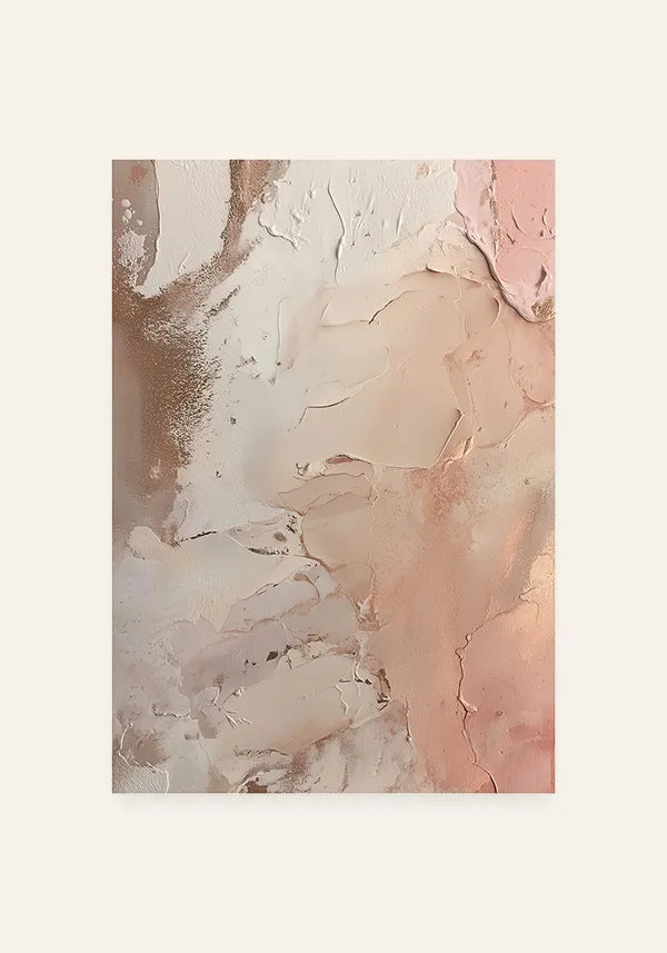 Quadro Abstrato Efeito Textura de Gesso em Rosé e Off-White II