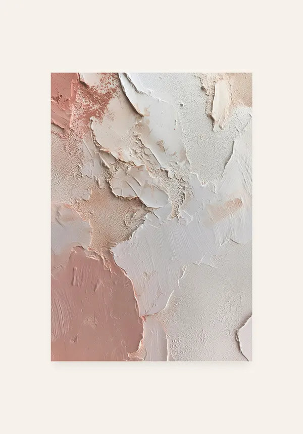 Quadro Abstrato Efeito Textura de Gesso em Rosé e Off-White III