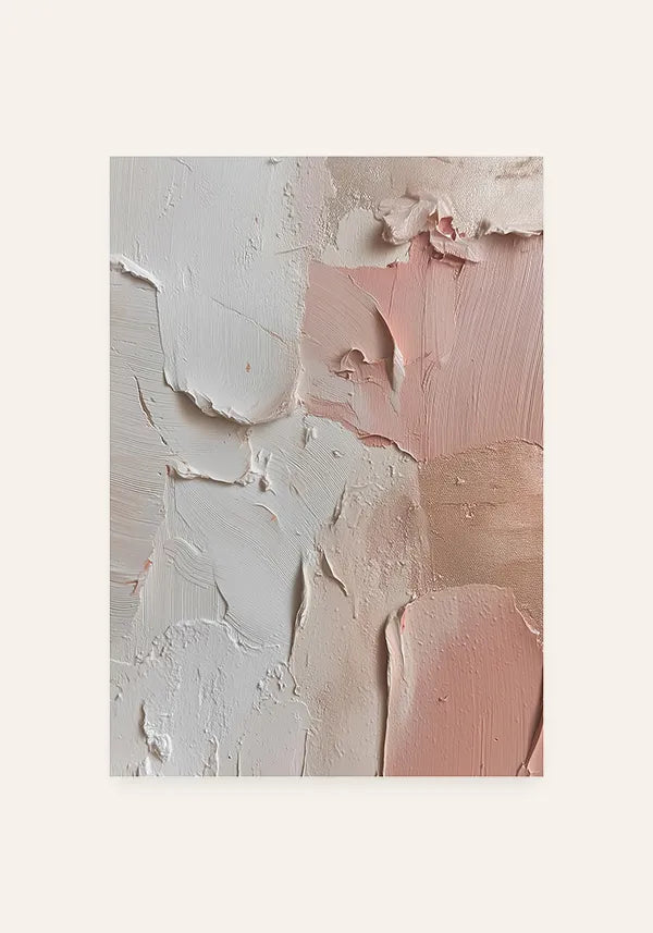 Quadro Abstrato Efeito Textura de Gesso em Rosé e Off-White IV