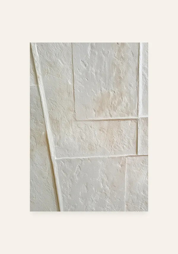 Quadro Abstrato Efeito Gesso Minimalista em Branco I