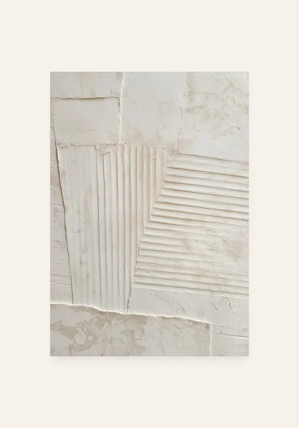 Quadro Abstrato Efeito Gesso Minimalista em Branco II