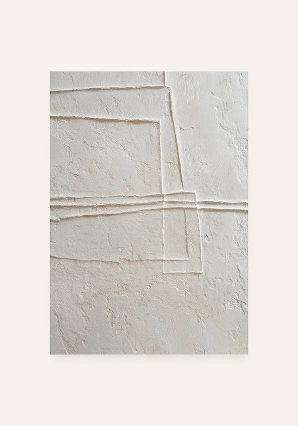 Quadro Abstrato Efeito Gesso Minimalista em Branco III