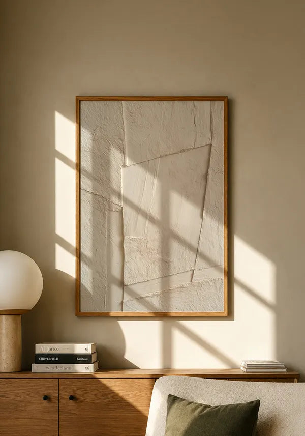 Quadro Abstrato Efeito Gesso Minimalista em Branco IV