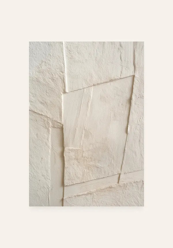 Quadro Abstrato Efeito Gesso Minimalista em Branco IV