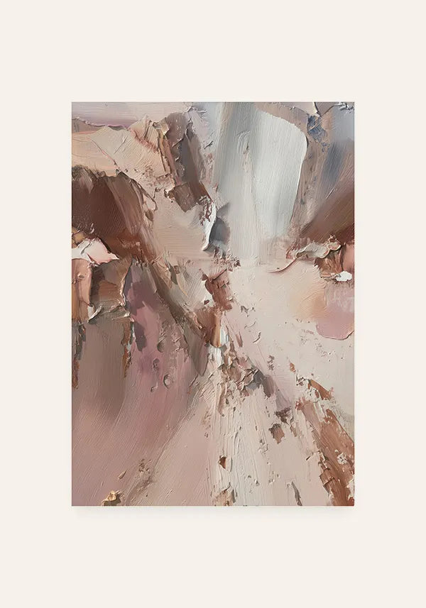 Quadro Abstrato Efeito Espatulado em Tons Terrosos e Rosé III