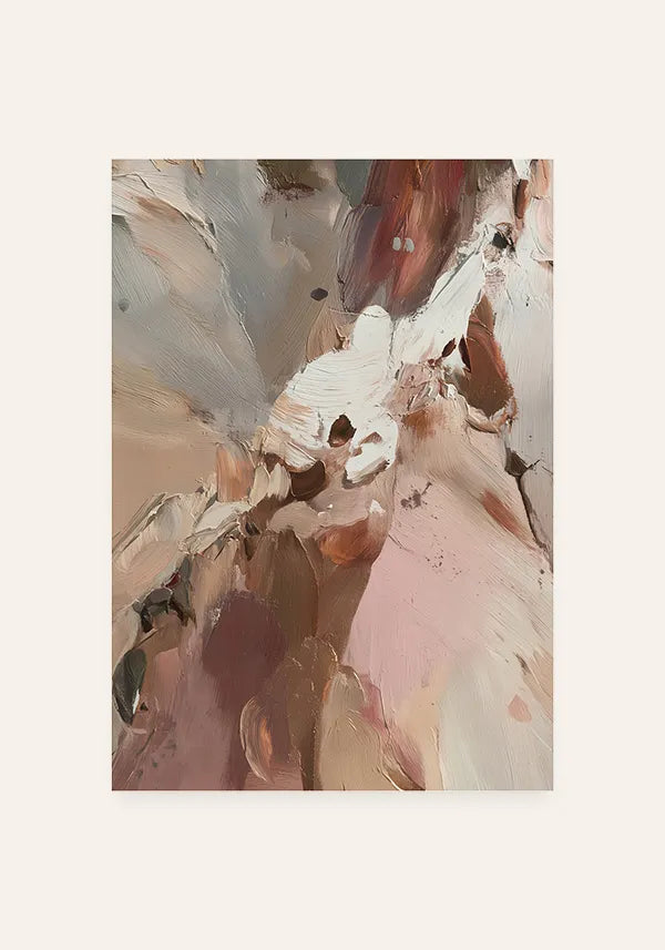 Quadro Abstrato Efeito Espatulado em Tons Terrosos e Rosé IV
