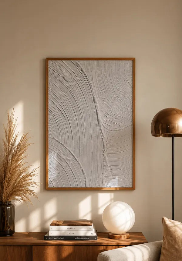 Quadro Abstrato Efeito Textura em Gesso Branco I