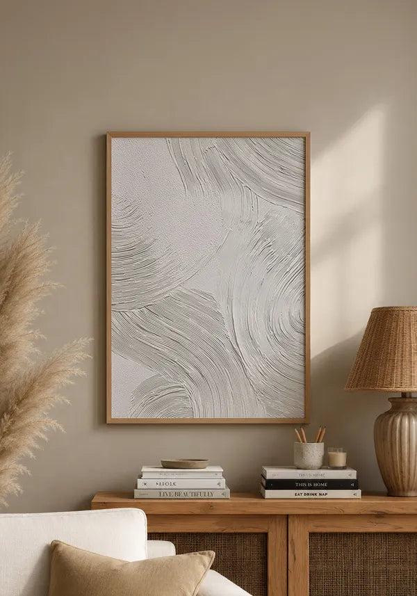 Quadro Abstrato Efeito Textura em Gesso Branco II