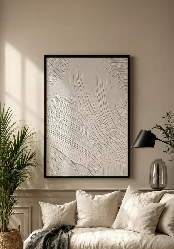 Quadro Abstrato Efeito Textura em Gesso Branco III