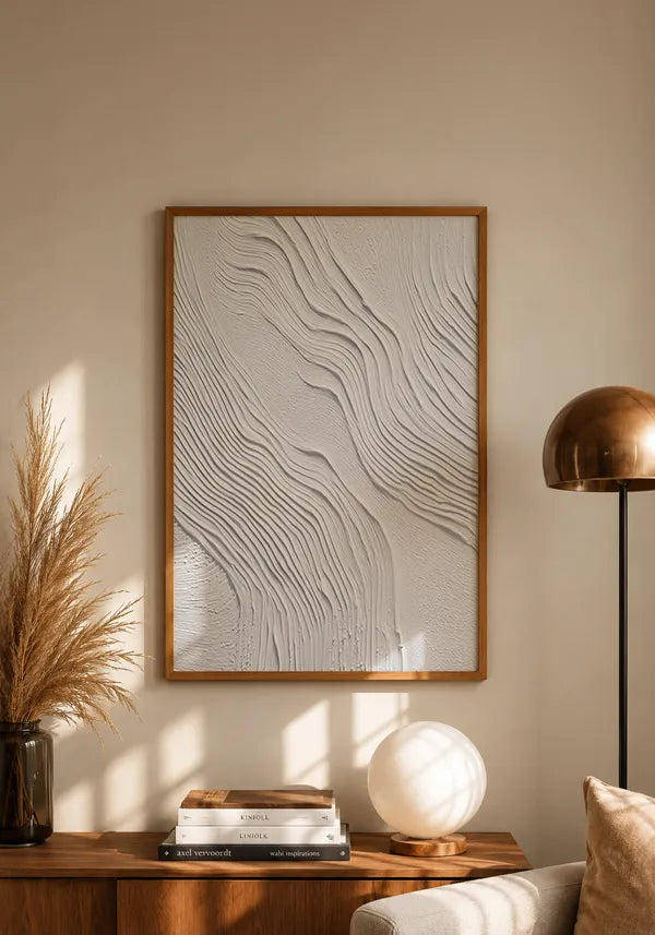 Quadro Abstrato Efeito Textura em Gesso Branco IV