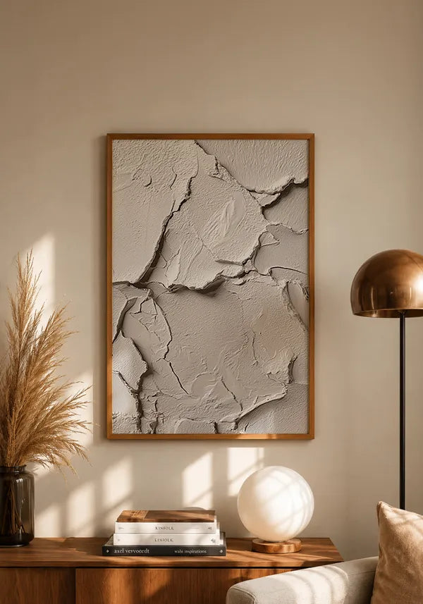 Quadro Abstrato Efeito Camadas de Gesso em Tons de Areia III