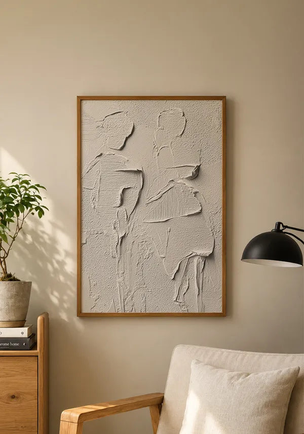 Quadro Abstrato Efeito Relevo Orgânico Off White I