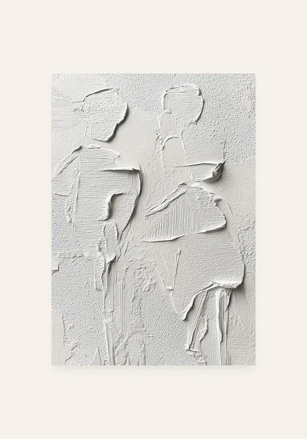 Quadro Abstrato Efeito Relevo Orgânico Off White I