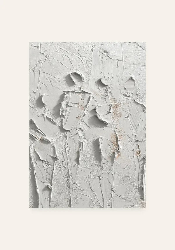 Quadro Abstrato Efeito Relevo Orgânico Off White II
