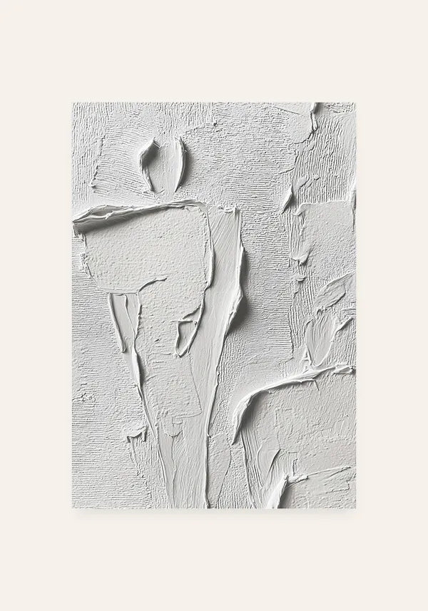 Quadro Abstrato Efeito Relevo Orgânico Off White III