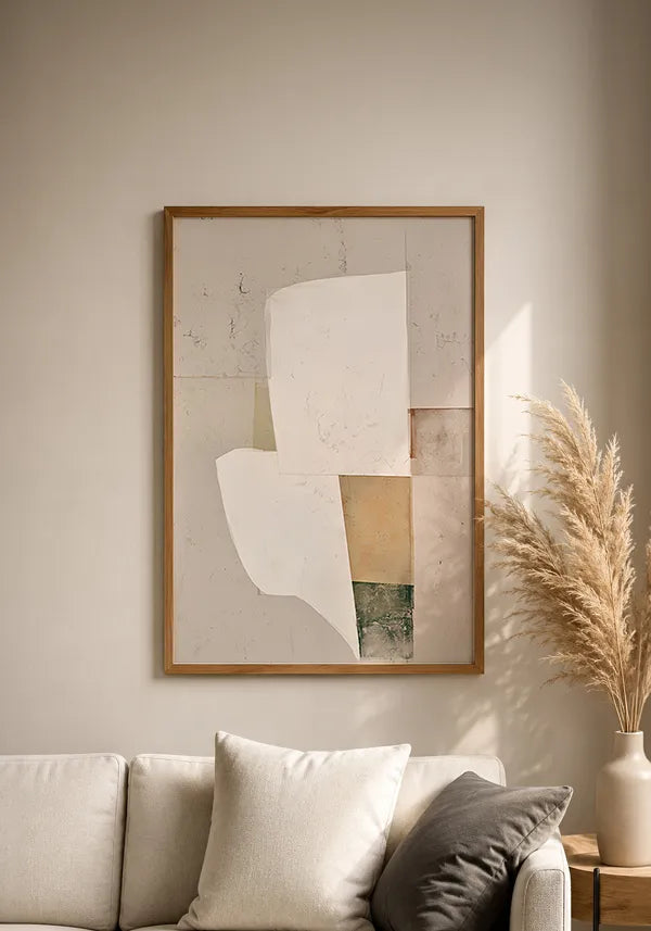 Quadro Abstrato Estilo Recortes Assimétricos Tons de Bege I