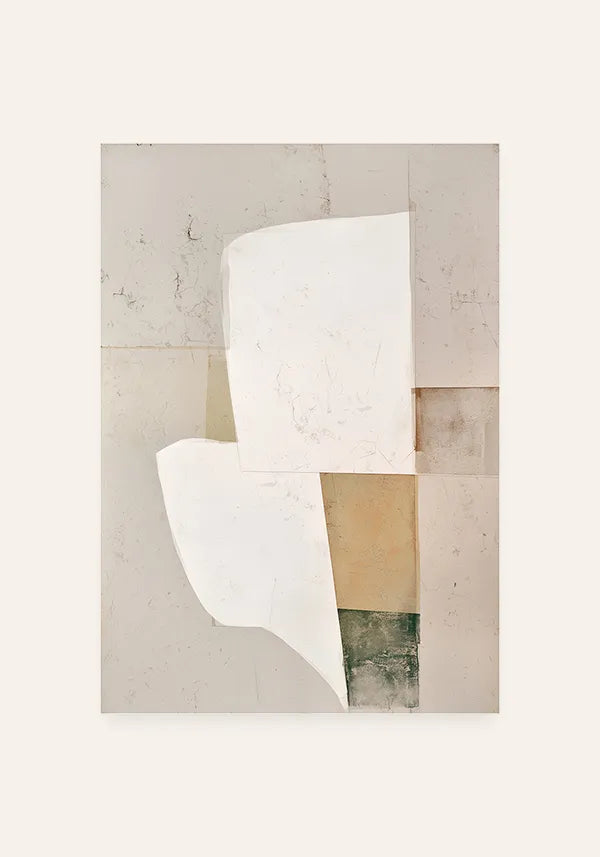 Quadro Abstrato Estilo Recortes Assimétricos Tons de Bege I