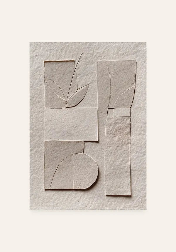 Quadro Abstrato Estilo Recortes em Camadas Off-White I