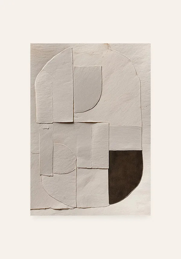 Quadro Abstrato Estilo Recortes em Arco Off-White e Preto I