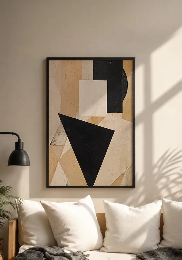 Quadro Estilo Colagem Abstrata em Tons Neutros II