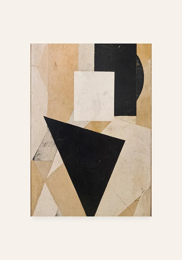 Quadro Estilo Colagem Abstrata em Tons Neutros II